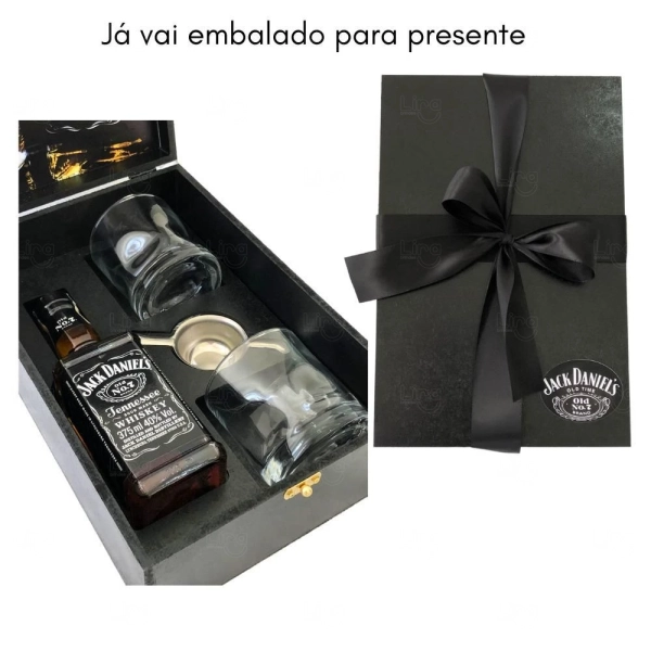 Kit Whisky Jack Daniel’s Old N7 com Copos e Dosador Personalizado 