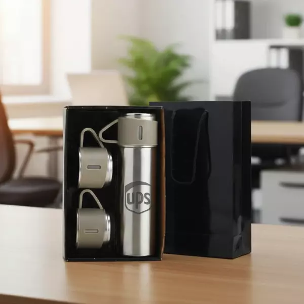 Kit Garrafa Térmica 450ml com Xícaras Personalizada 