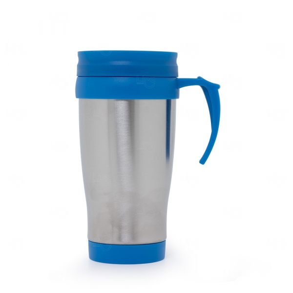 Caneca Inox Personalizada - 400ml Inox e Azul