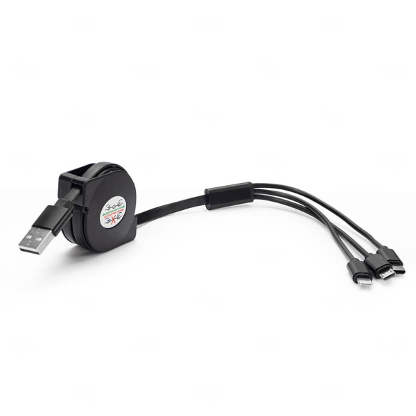 Cabo USB Retrátil 3 em 1 Personalizado 
