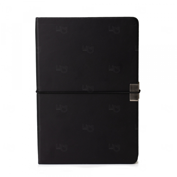 Moleskine em Couro Sintético e Metal Personalizado - 21 x 14,7 cm 