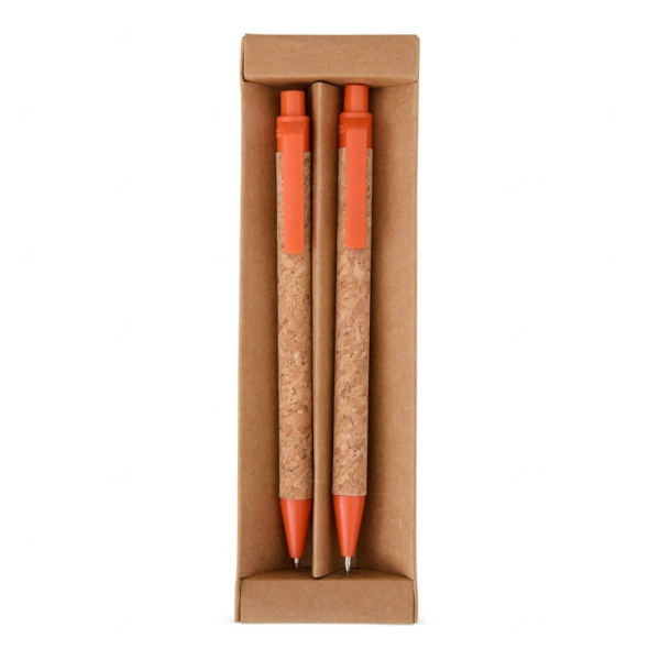 Kit Ecológico Caneta e Lapiseira de Cortiça Personalizado 