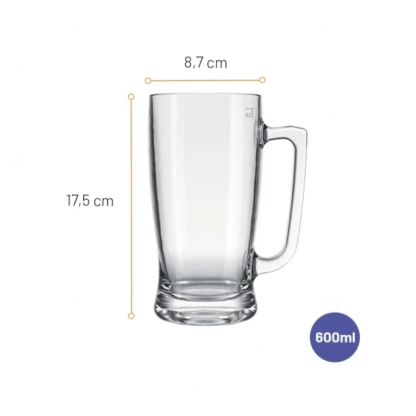 Caneca de Vidro 600ml para Cerveja Personalizada 