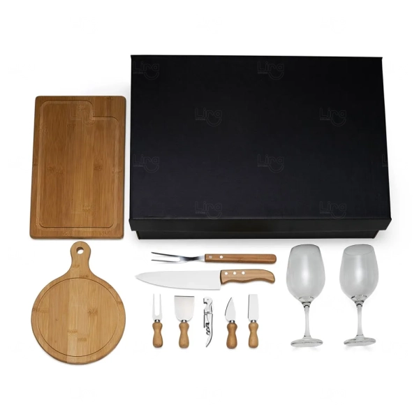 Kit Queijo, Churrasco e Vinho Personalizado - 11 Peças 