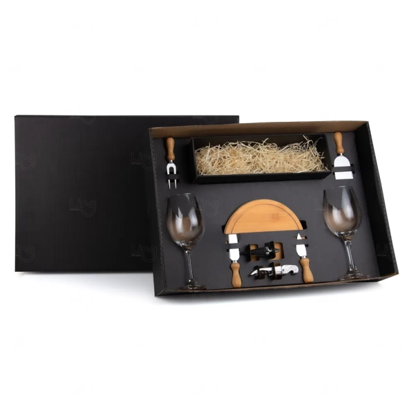 Kit Queijo e Vinho Personalizado - 9 Peças 