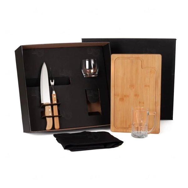 Kit Churrasco, Cerveja e Whisky Personalizado - 6 Peças 