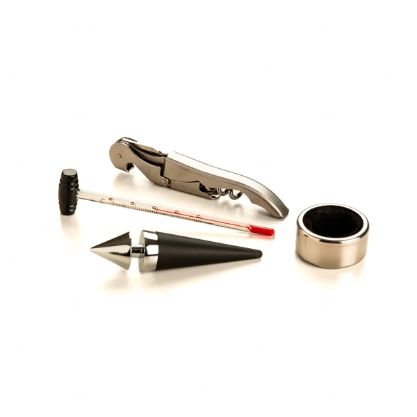 Kit Vinho 5 Peças com Estojo em Bambu Personalizado 