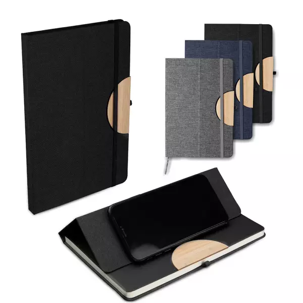 Caderno em RPET com Suporte para Celular Personalizado - 21x14cm