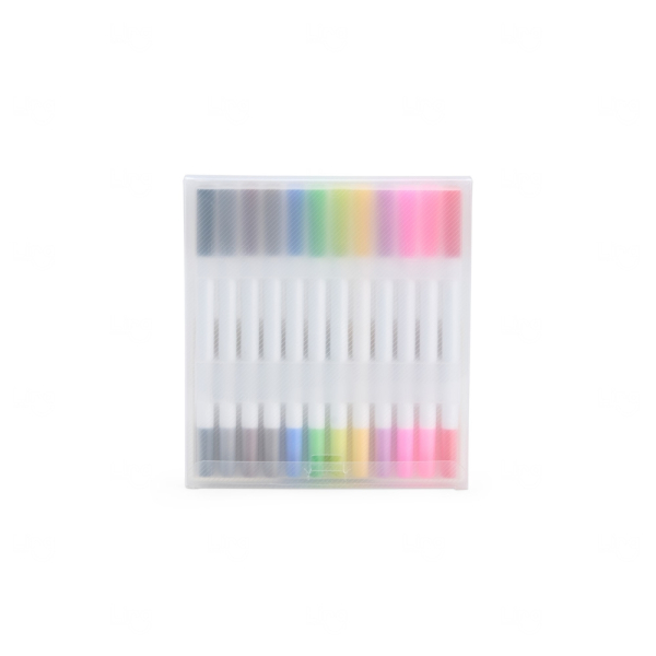 Kit Canetinhas Ponta Dupla Personalizada - 12 Cores 