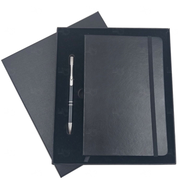 Kit Moleskine e Caneta com Box Personalizado – 14x21cm 