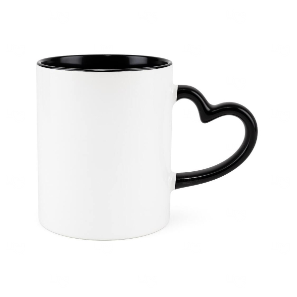 Caneca Coração Branca com Interior Colorido 325ml Personalizada 