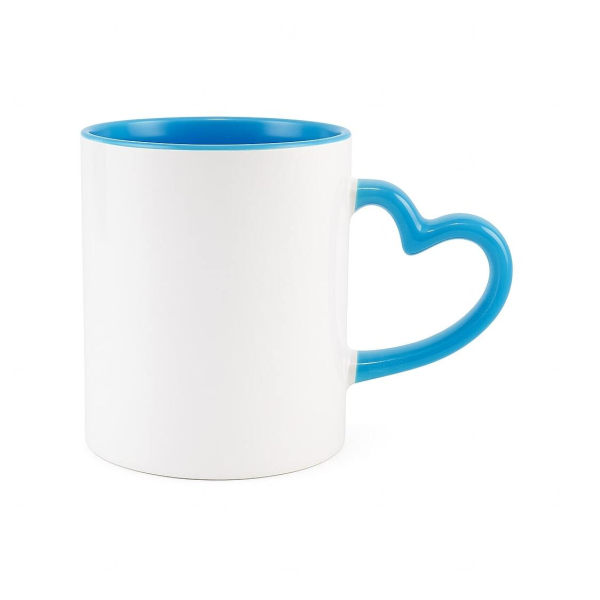 Caneca Coração Branca com Interior Colorido 325ml Personalizada 