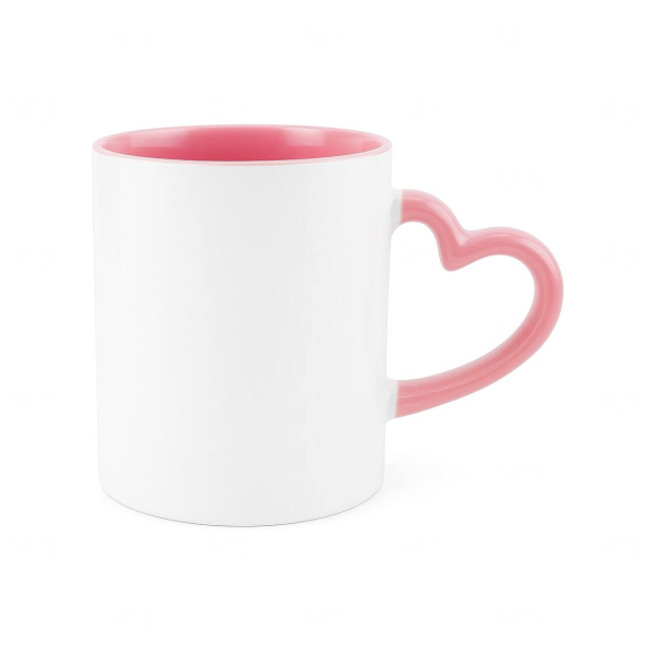 Caneca Coração Branca com Interior Colorido 325ml Personalizada