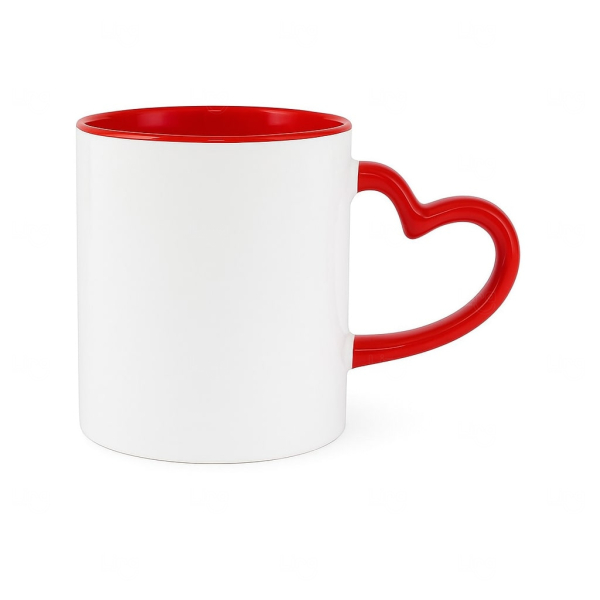 Caneca Coração Branca com Interior Colorido 325ml Personalizada 