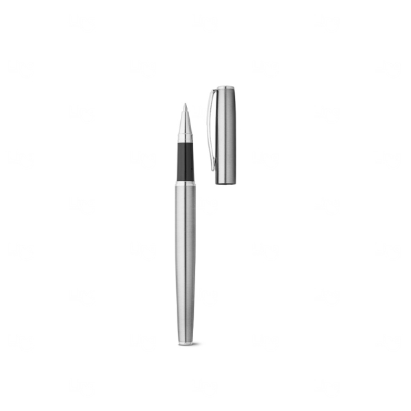 Kit com Caneta Esferográfica Aço Inox Personalizada - 2 Peças 