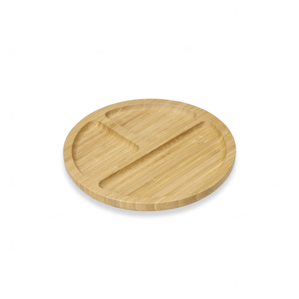 Petisqueira de Bambu com 3 Divisórias 20cm Personalizada
