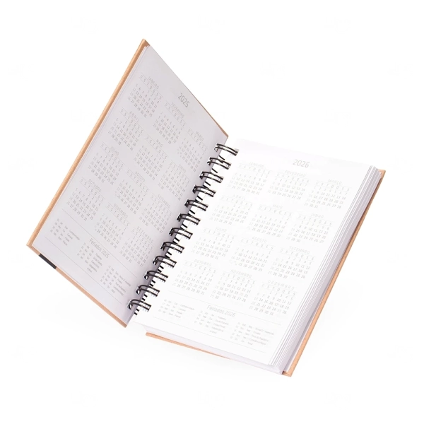 Agenda Diária 2026 Kraft com Wire-O Personalizada - 17x13,5cm 