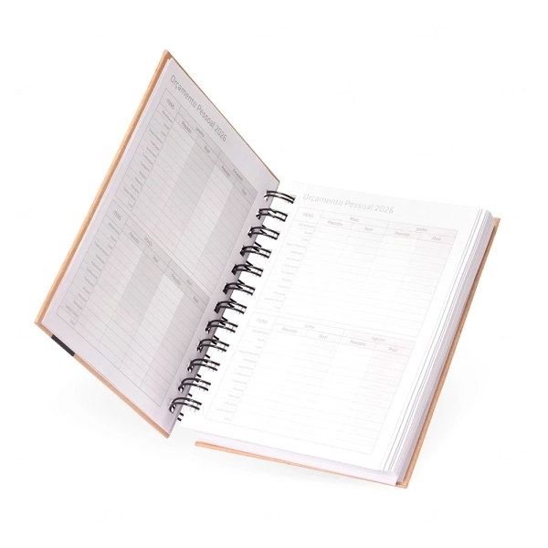 Agenda Diária 2026 Kraft com Wire-O Personalizada - 17x13,5cm 