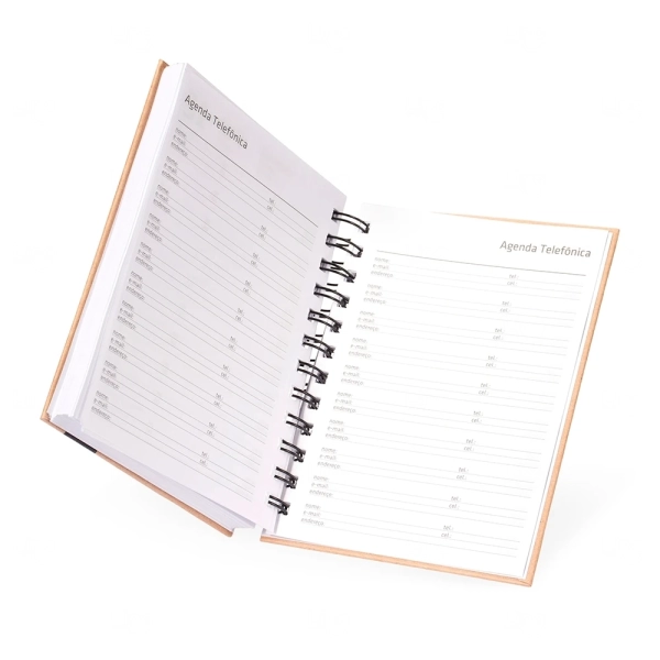 Agenda Diária 2026 Kraft com Wire-O Personalizada - 17x13,5cm 