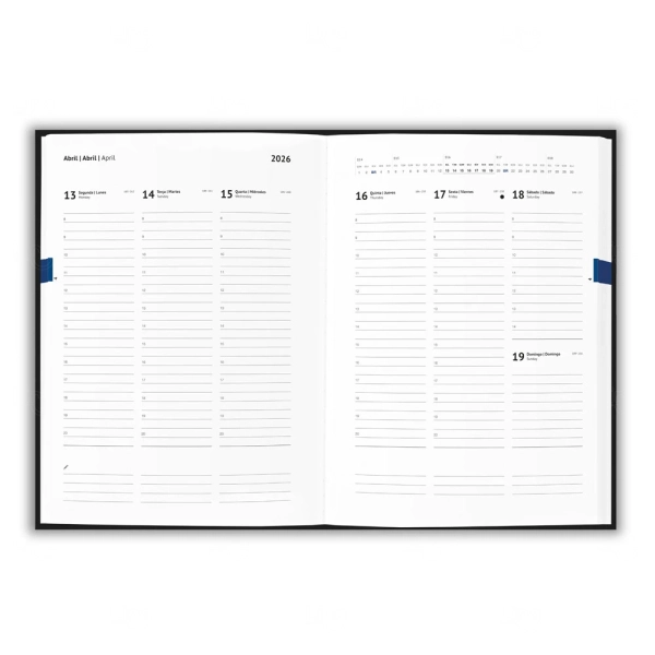 Agenda Semanal 2026 em PU Personalizada - 24,5x17,5cm 