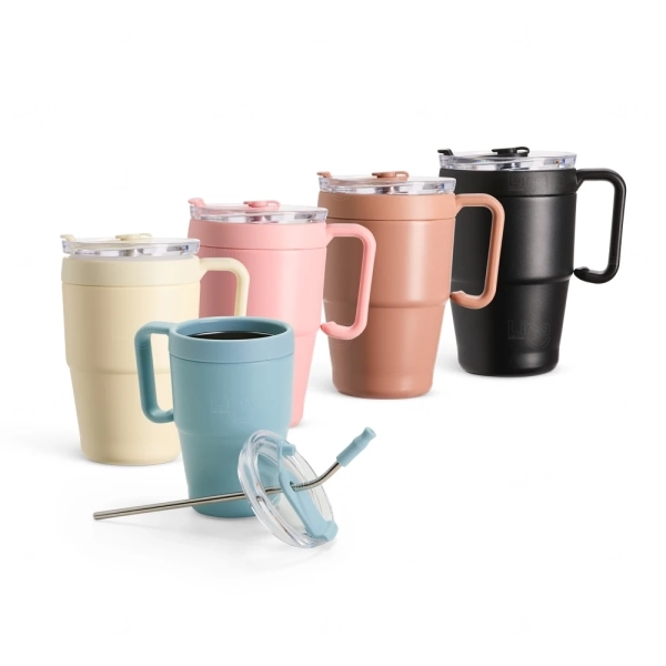 Caneca Térmica 600ml com Canudo Inox Personalizada 