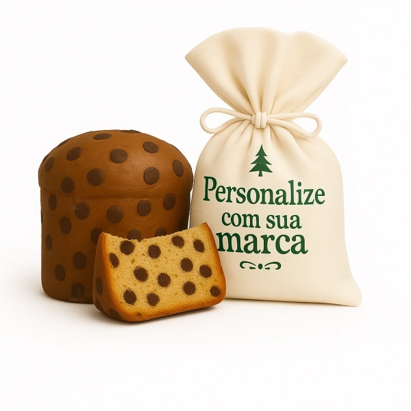 Mini Chocotone 80g em Sacola de Algodão Personalizada