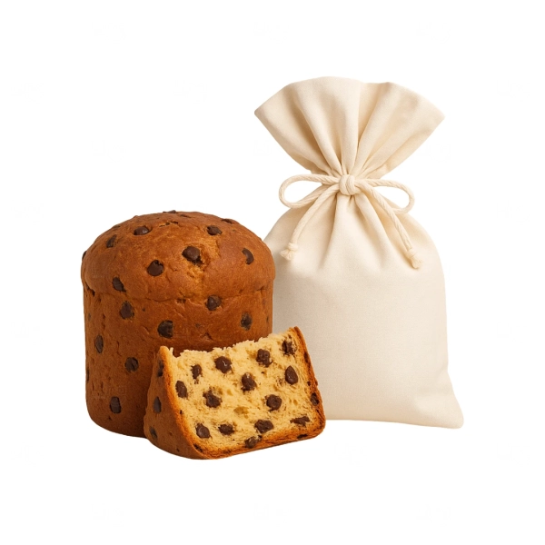 Mini Chocotone 80g em Sacola de Algodão Personalizada 