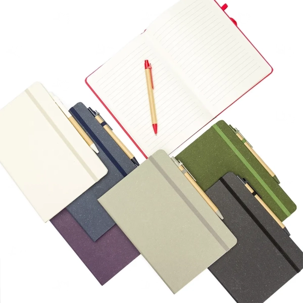 Moleskine Fibra de Arroz com Caneta Personalizada - 21x15,5 cm 