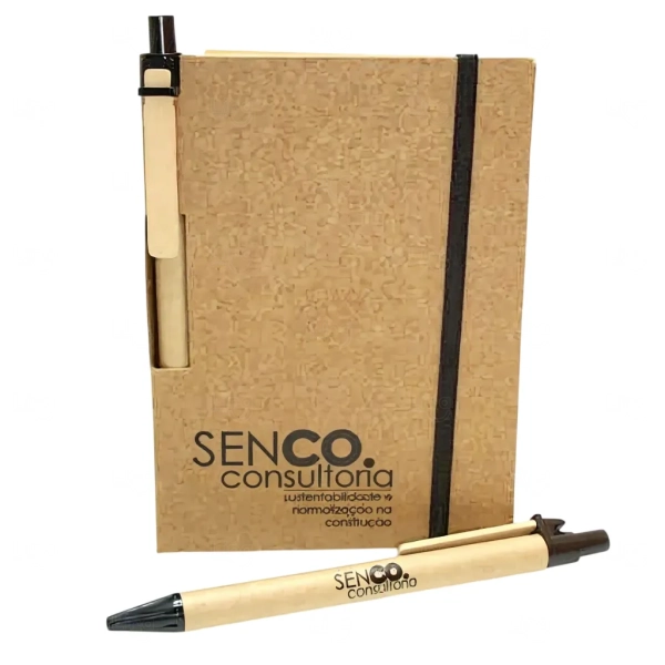 Bloco de Anotações Ecológico com Caneta Personalizado -14x10cm
