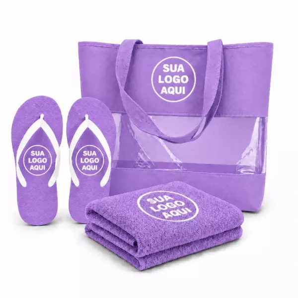 Kit Praia Personalizado - Sacola, Chinelo e Toalha 