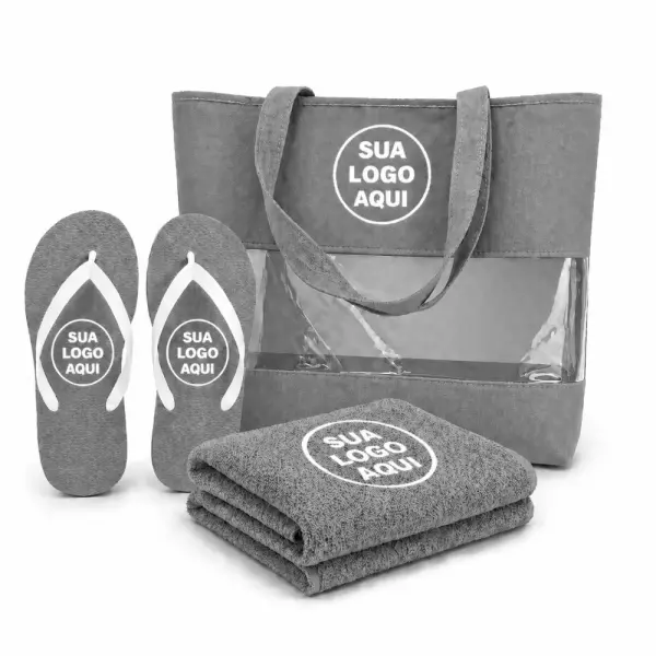 Kit Praia Personalizado - Sacola, Chinelo e Toalha 
