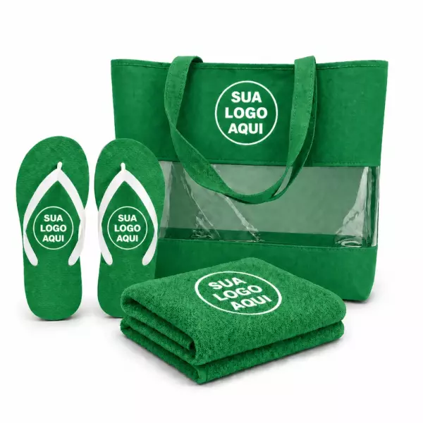 Kit Praia Personalizado - Sacola, Chinelo e Toalha 