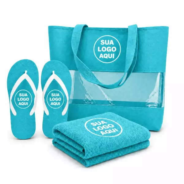 Kit Praia Personalizado - Sacola, Chinelo e Toalha 