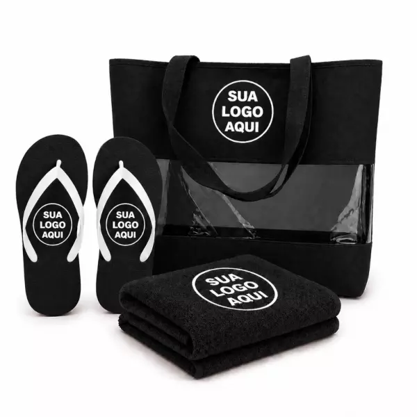 Kit Praia Personalizado - Sacola, Chinelo e Toalha 