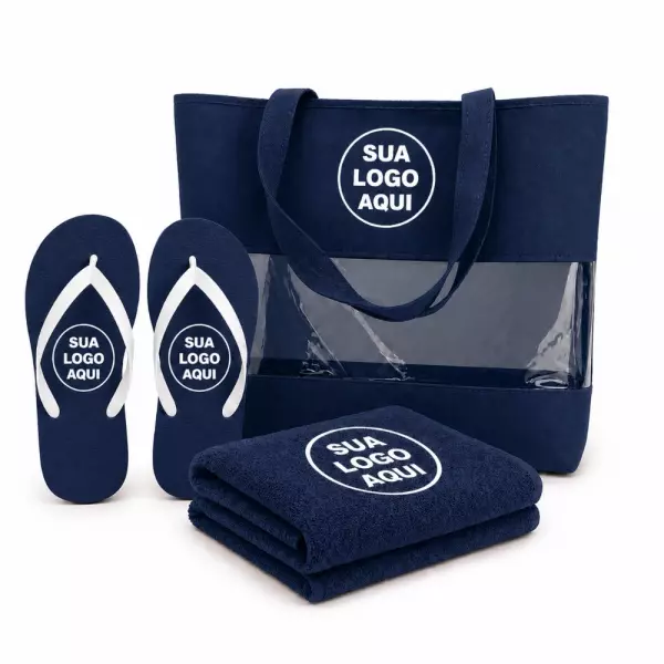 Kit Praia Personalizado - Sacola, Chinelo e Toalha 
