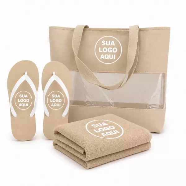 Kit Praia Personalizado - Sacola, Chinelo e Toalha 