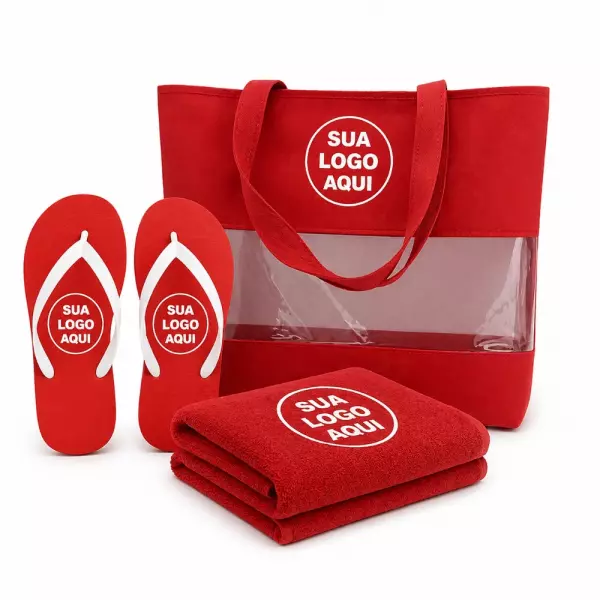 Kit Praia Personalizado - Sacola, Chinelo e Toalha 