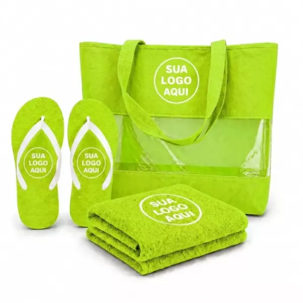 Kit Praia Personalizado - Sacola, Chinelo e Toalha 