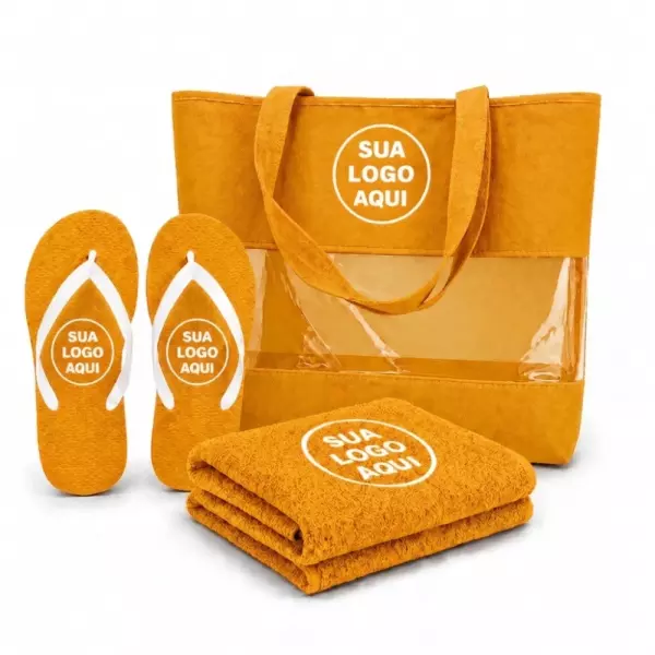 Kit Praia Personalizado - Sacola, Chinelo e Toalha 