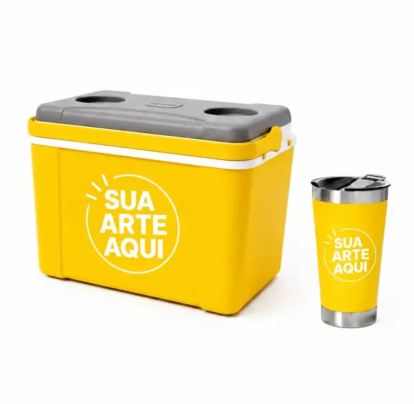 Kit Água de Coco Personalizado - Caixa 12L e Copo Térmico 500ml 