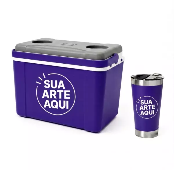 Kit Água de Coco Personalizado - Caixa 12L e Copo Térmico 500ml 