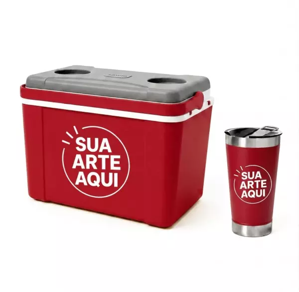 Kit Água de Coco Personalizado - Caixa 12L e Copo Térmico 500ml 