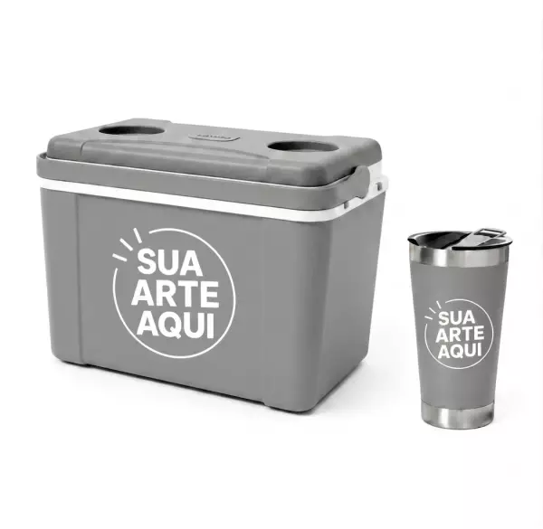 Kit Água de Coco Personalizado - Caixa 12L e Copo Térmico 500ml 