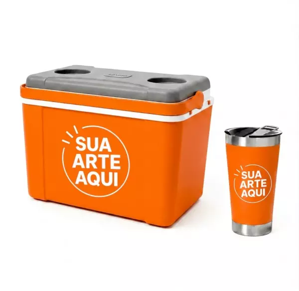 Kit Água de Coco Personalizado - Caixa 12L e Copo Térmico 500ml 