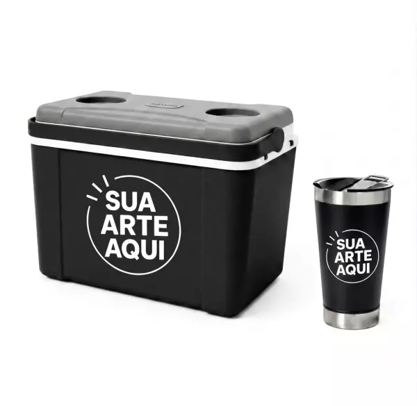 Kit Água de Coco Personalizado - Caixa 12L e Copo Térmico 500ml 