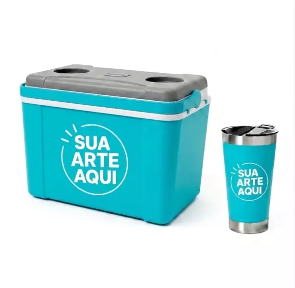 Kit Água de Coco Personalizado - Caixa 12L e Copo Térmico 500ml 