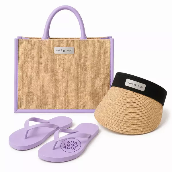Kit Férias Personalizado - Sacola, Viseira e Chinelo 