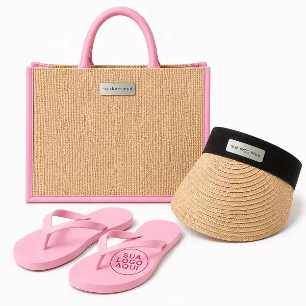 Kit Férias Personalizado - Sacola, Viseira e Chinelo 