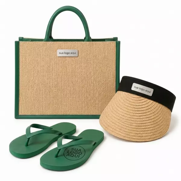 Kit Férias Personalizado - Sacola, Viseira e Chinelo 