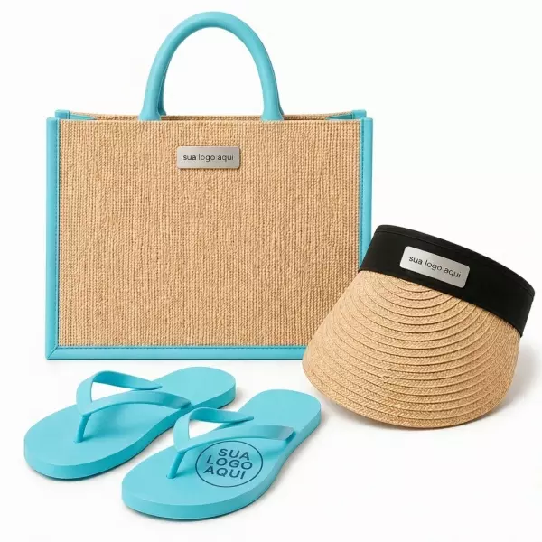 Kit Férias Personalizado - Sacola, Viseira e Chinelo 